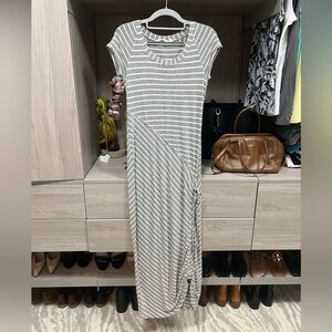 ATHLETA Stretchy Light Gray and White Summer Dress.